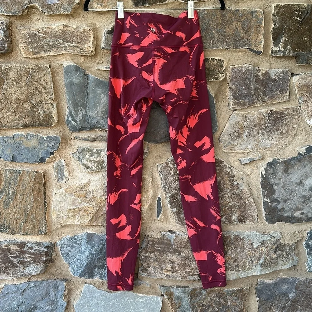 Lululemon Wunder Under High-Rise Tight Flower Pop Poppy Coral Deep Ruby Size 4